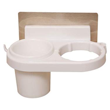 Imagem de Suporte de Secador Cabelo para Parede Rack Suspensão com Copo Organizador Sem Perfuração ABS Alta Resistência Banheiro Barbearia Sala Lavagem Residenc