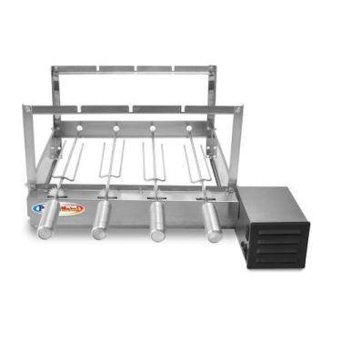 Imagem de Churrasqueira Gira Grill Elétrica Rotativa 4 Espetos Inox Giratória + 