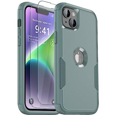 Imagem de Capa de telefone genuína para iPhone 13 e iPhone 14, antiderrapante, à prova de choque, 3 m, militar, à prova de quedas, com 2 protetores de tela de vidro temperado - rosa verde