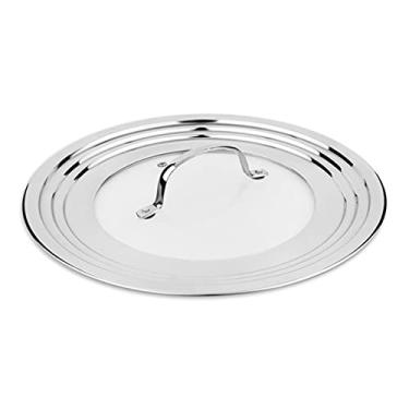 Imagem de Conjuntos de panelas aço inoxidável temperado wok tampa de vidro multifuncional redondo chef à prova de explosão tampa à prova de queda utensílios de cozinha peças de panelas (tamanho: 32 cm de