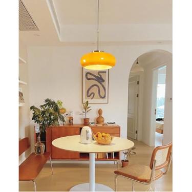Imagem de Luminária pendente vintage de cozinha com 1 lâmpada, altura ajustável, lustre de vidro branco, soquete E27, ideal para sala de estar, lavabo, sala de jantar, corredor, mesa de cabeceira (lar