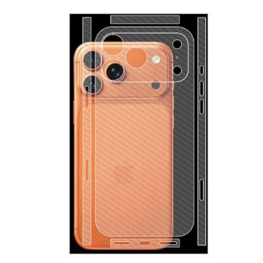 Imagem de QWFORQW [Pacote com 2 protetores de tela traseira para iPhone 17 Pro, película protetora de hidrogel sem vidro ultrafino, borda totalmente envolvida transparente (fibra de carbono transparente)