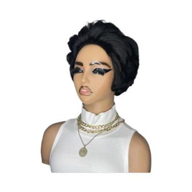 Imagem de Peruca Curta Cacheada Pixie Cut De Cabelo Humano Brasileiro Para Mulhe