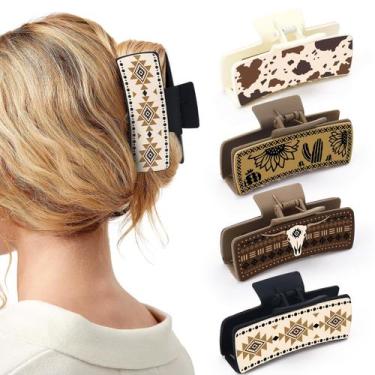 Imagem de Clipes de garras de cabelo Yussti Western Leather Girassol Floral