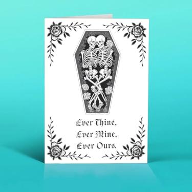 Imagem de CoCray66 Cartão Ever Thine Ever Mine Ever Ours! - Aniversário para Amor de Casal - Presente Inspirado em Emo - Aniversário para Namorada Namorado - Cartões de Amantes de Esqueleto - Presente Romântico
