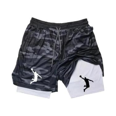 Imagem de Shorts De Basquete Masculinos Em Malha Para Treino, Ajustados, Dupla C