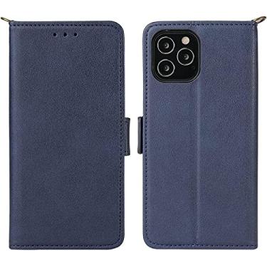 Imagem de ONECMN Capa para iPhone 13/13 Mini/13 Pro/13 Pro Max, capa protetora para telemóvel carteira flip capa protetora à prova de choque com ranhuras para cartões de apoio capa de telemóvel (cor: azul, tamanho: 13 6,1 polegadas)