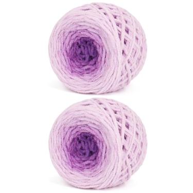 Imagem de Katech Fio ombré fofo para crochê - 2 peças de fio de chenille de veludo super volumoso de 285 g para tricô, fios de bolo gradiente macio e felpudo para cobertor de bebê, cachecol, travesseiro, boneca