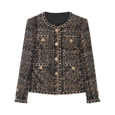 Imagem de Jaqueta Elegante De Tweed Retrô, Versão Atualizada Da Moda Estilo Pequ