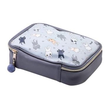 Imagem de Estojo Box Necessaire Pets Cat Cinza Ziper Com Pompom - Brw