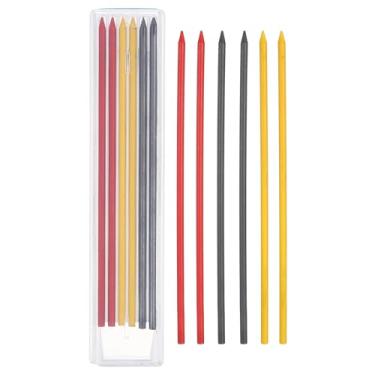Imagem de PATIKIL 12 refis de grafite de lápis de carpinteiro de 2,8 mm, refis de lápis sólidos secos resistentes à quebra para carpinteiro mecânico, desenho, vermelho, amarelo, preto