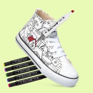 Imagem de Tenis Bobbie Goods All Para Colorir Star Com Canetinhas 205k, Branco, 