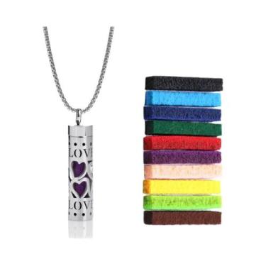 Imagem de Colar Difusor De Óleo Essencial Em Aço Inoxidável Para Mulheres Com Pa