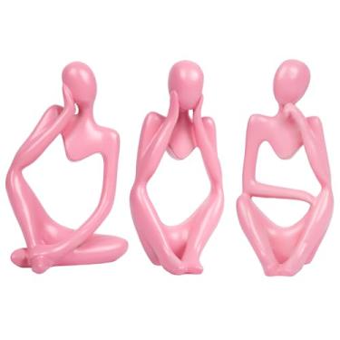 Imagem de Yookat 3 peças de estátua de pensador, esculturas de arte abstrata, estatuetas colecionáveis de resina para lareira, quarto, cozinha, sala de estar, centros de mesa de casamento, escritório, presentes