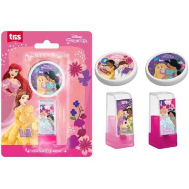 Imagem de Kit apontador com depósito + borracha princesas disney -tris