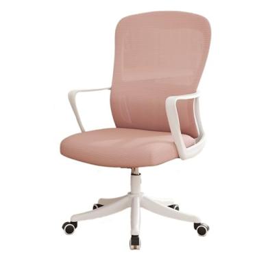Imagem de Cadeira de escritório cadeira de escritório ergonômica escritório casa mesa de malha apoio de braço fixo, cadeira executiva de computador com suporte lombar cadeira de jogos (rosa)