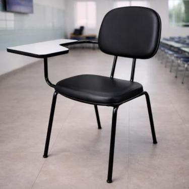 Imagem de Cadeira Secretária Universitária com Prancheta Escamoteável, Estrutura Reforçada e Conforto Ergonômico,Assento em Courvin