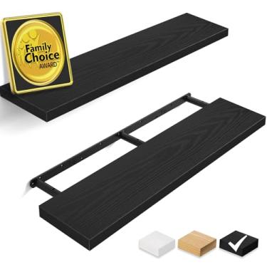 Imagem de BAYKA Prateleiras flutuantes para parede, prateleiras de madeira rústica montadas na parede de 91 cm para banheiro, quarto, sala de estar, cozinha, escritório, prateleira suspensa para livros