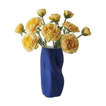 Imagem de Vaso de flores frescas torcido, vaso decorativo e criativo para decoração de casa adequado para uso interno (azul)