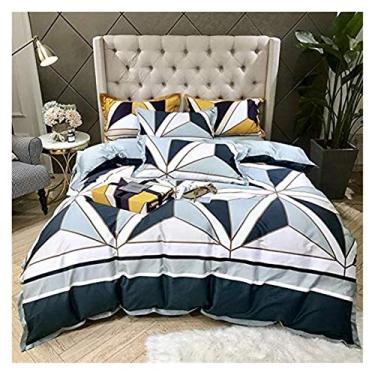 Imagem de Conjunto de 4 peças (1 capa de colcha, 1 lençol de cama e 2 fronhas) conjunto de capa de cama de casal série de quarto conjunto de lençóis tamanho queen
