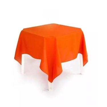 Imagem de Kit com 10 Toalhas de Mesa Quadrada Oxford 1.50x1.50m - 4 Cadeiras, Ideal para Festa, Buffet e Restaurante, Resistente e Prática (LARANJA)