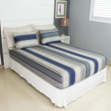 Imagem de Jogo de Lençol Cama Queen Malha 100% Algodão 3 Peças Estampado Com Elástico Toque Macio Cozzilar (Modelo 6)