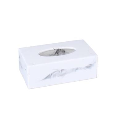 Imagem de Capa de caixa de lenços de papel de resina retangular simples prática para hotel organizador de guardanapo facial criativo (branco)