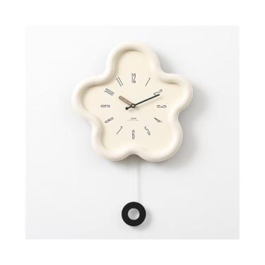 Imagem de Relógio de parede giratório criativo estilo creme para sala de estar, moderno e simples relógio de parede com decoração atmosférica, decoração de casa de 39 cm (médio)