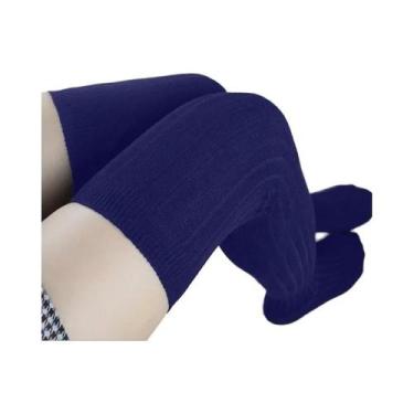 Imagem de Meias Longas Listradas Femininas Quentes Acima Do Joelho, Meias De Alg