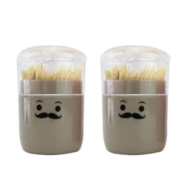 Imagem de Kit 2 Paliteiros Acrílico Com Palitos Mesa Churrasco Bege