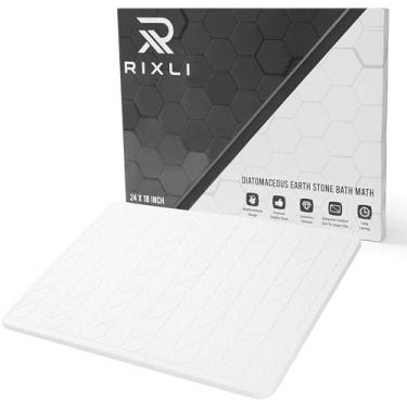 Imagem de RIXLI Tapete de banho de pedra de terra diatomácea | Tapete de banho de pedra GG ecológico 45 x 61 cm. Tapete de banheiro de secagem instantânea com lixa e almofadas. Multiuso, balcão de cozinha e