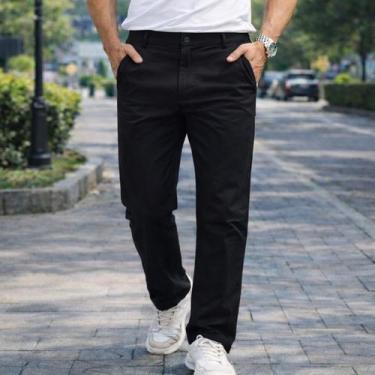 Imagem de Calça Sport Fino Social Masculina Poliamida Alfaiataria Preta Slim Com