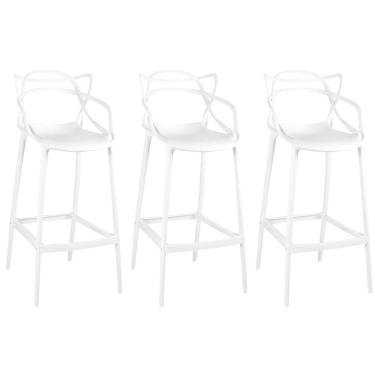Imagem de Kit 3 Banqueta Alta Allegra Com Encosto Design Cozinha/bancada - Branco