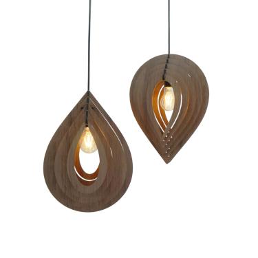 Imagem de Luminária Pendente Madeira Modelo Puzzle Duo Marrom Bivolt