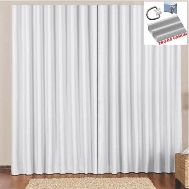 Imagem de Cortina 4 Mts Sala Quarto Escritório Blackout  Para Trilho Comum - Gelo