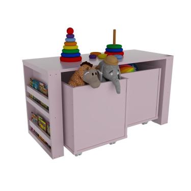 Imagem de Rack Com Baús Porta Carrinhos E Livreiro Caleb Rose 100% Mdf