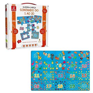 Imagem de Quebra-Cabeça Contando 1 a 20 com 40 Peças Brincadeira de Criança