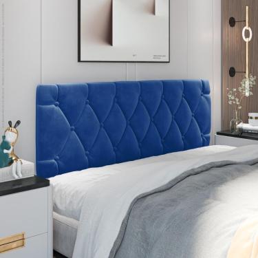 Imagem de Cabeceira Almofadada Grazy - 140cm Suede Madeira Azul - Movelove Azul