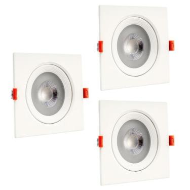 Imagem de Kit 3 Spot Led Quadrado Branco Frio 6500K 12W Bivolt - Design Moderno 