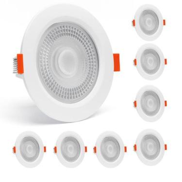 Imagem de Kit 8 Spot LED Embutir 7W Redondo 4000K Branco Neutro Iluminação Econô