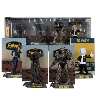 Imagem de Bonecos de ação McFarlane Toys Fallout Lucy, Maximus, The Ghoul e Vault Boy, pacote com 4, 15 cm