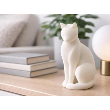 Imagem de Escultura Gato Decore Sala Quarto Escritorio 10cm altura - 3D