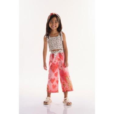 Imagem de Conjunto Infantil para Menina com Top e Calça Gatinhos Três e Já, Off,