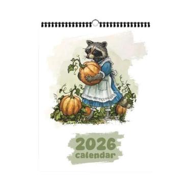 Imagem de Calendário De Parede De Animais Desenhados À Mão 2026: Desenhos De Coe