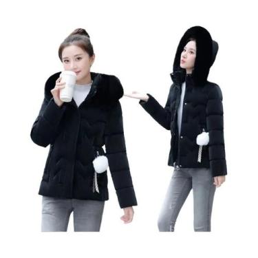 Imagem de Parka Feminina De Inverno Com Gola De Pele Sintética E Capuz, Jaqueta 