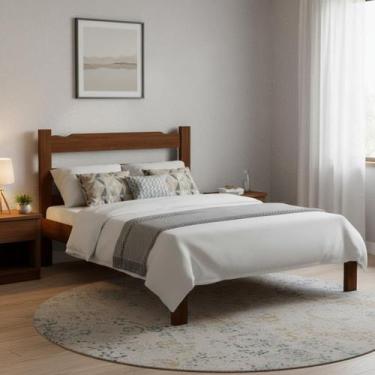 Imagem de Cama Casal Esmeralda Madeira Maciça Resistente Castanho - Repleta