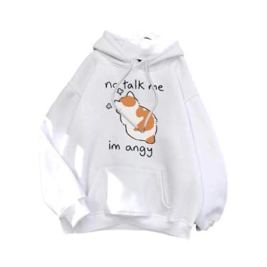 Imagem de Moletom Feminino Oversize Com Estampa De Gato Zangado, Estilo Hip Hop 