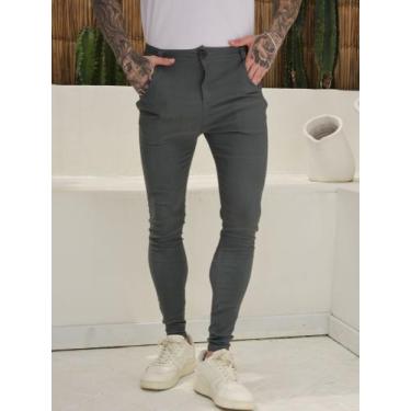 Imagem de Calça Social Masculina Alfaiataria com Elastano Skinny - Volgue, Cinza