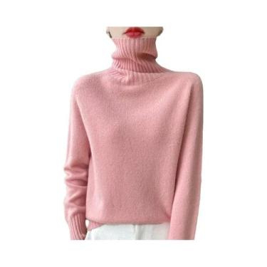 Imagem de Hoodie Feminino 100% Lã Merino, Manga Longa, Gola Alta, Top Quente Em 