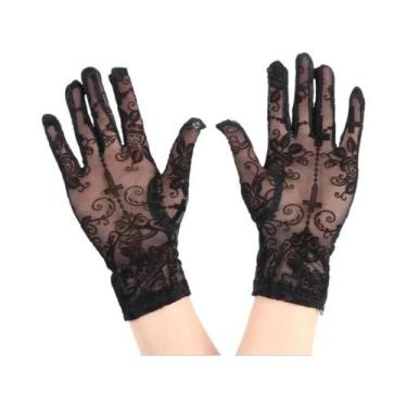 Imagem de Luvas Curtas Transparentes De Renda Rosa Sexy Para Mulheres, Para Hall